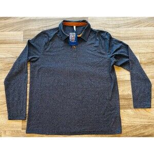 Pegeno Henley Shirt Men's Size Medium Long Sleeve Blue Button Stretchy Pullover